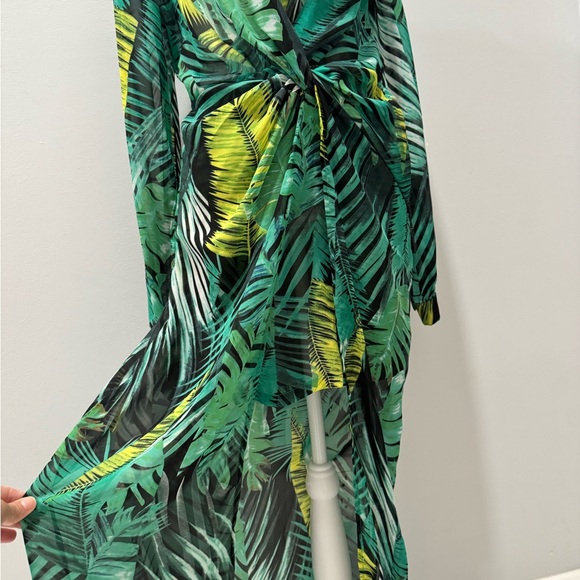 Leafy Green and Yellow Women's Swim Cover-Up - Picture 2 of 11